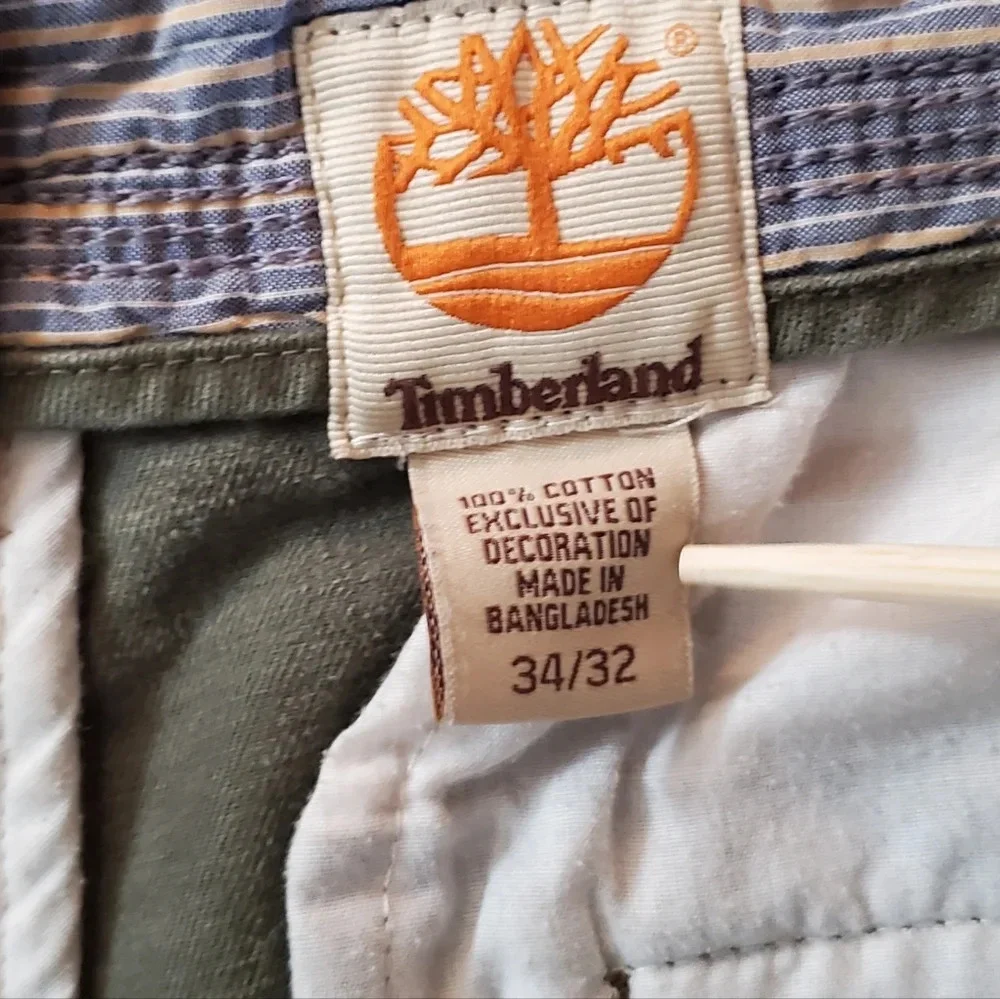 TIMBERLAND Chino FLAT FRONT Cotton Canvas PANTS Mens 34×32‎ Olive Green